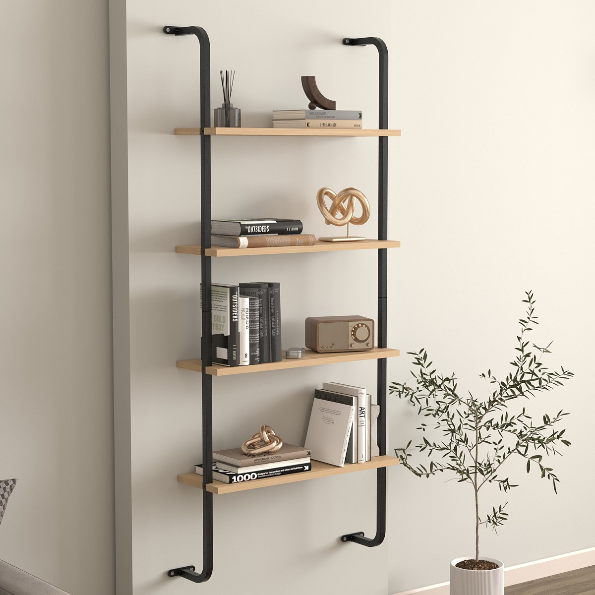 Modulix Fargo Jude 4-Tier Wall Mounted Bookshelf