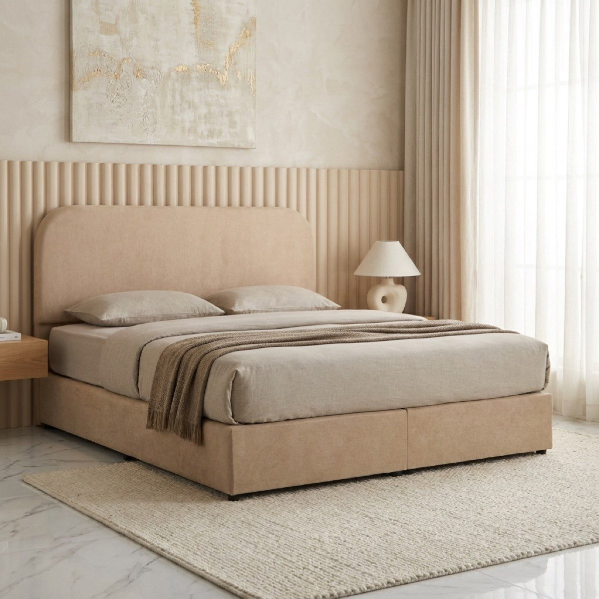 Movo Curvy Adrea Upholstered Queen Bed - 140x200 cm