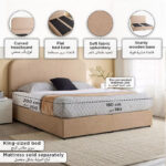 Movo Curvy Adrea Upholstered King Bed - 180x200 cm
