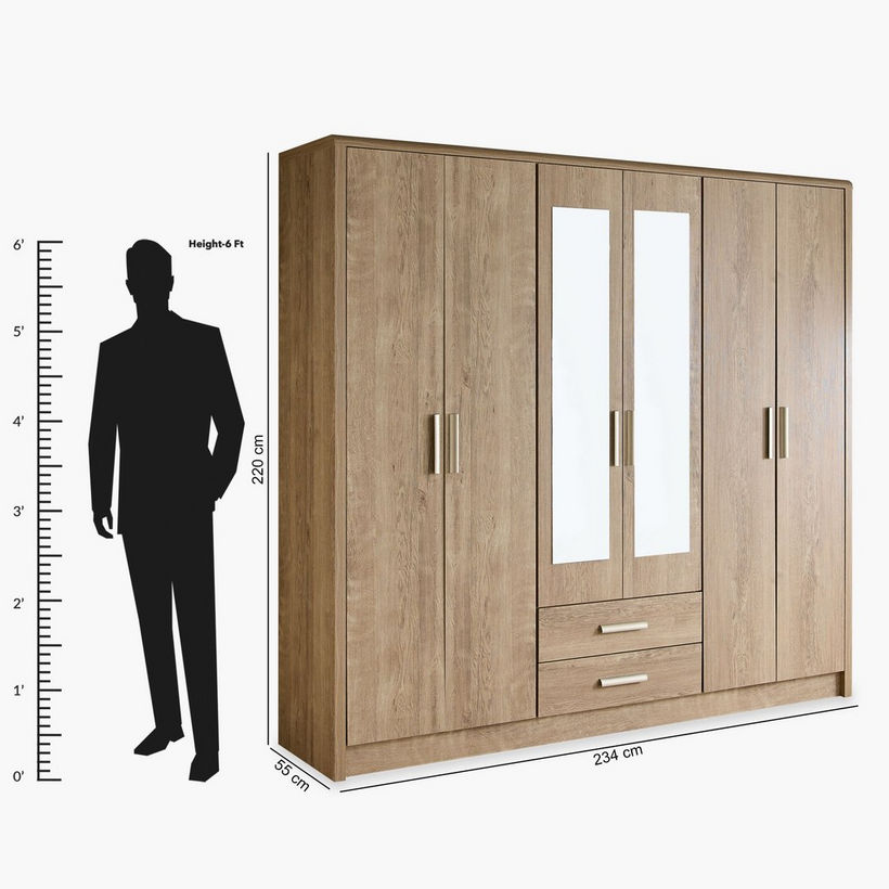 Curvy Nxt 6-Door Wardrobe with 2 Drawers - Image 2