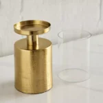 Alpha Metal Leather Textured Pillar Candleholder - 8x8x23 cm