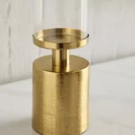 Alpha Metal Leather Textured Pillar Candleholder - 8x8x23 cm