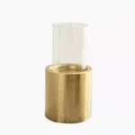 Alpha Metal Leather Wave Textured Pillar Candleholder - 12.5x12.5x19 cm