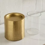 Alpha Metal Leather Wave Textured Pillar Candleholder - 12.5x12.5x19 cm