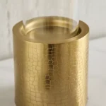 Alpha Metal Leather Wave Textured Pillar Candleholder - 12.5x12.5x19 cm