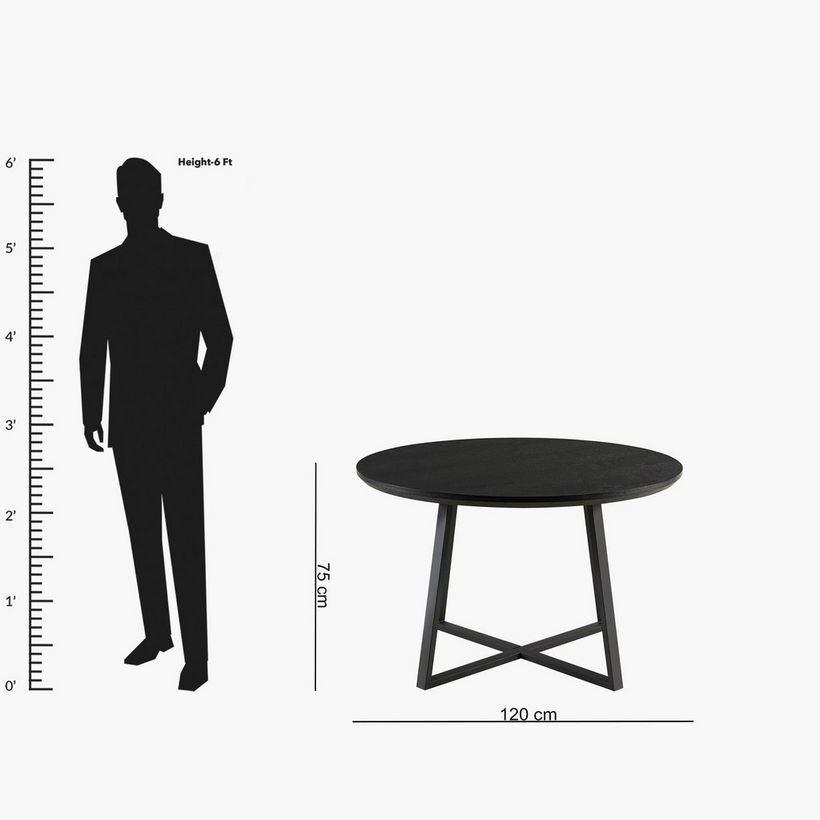 Black Burn 4-Seater Round Dining Table - Image 2