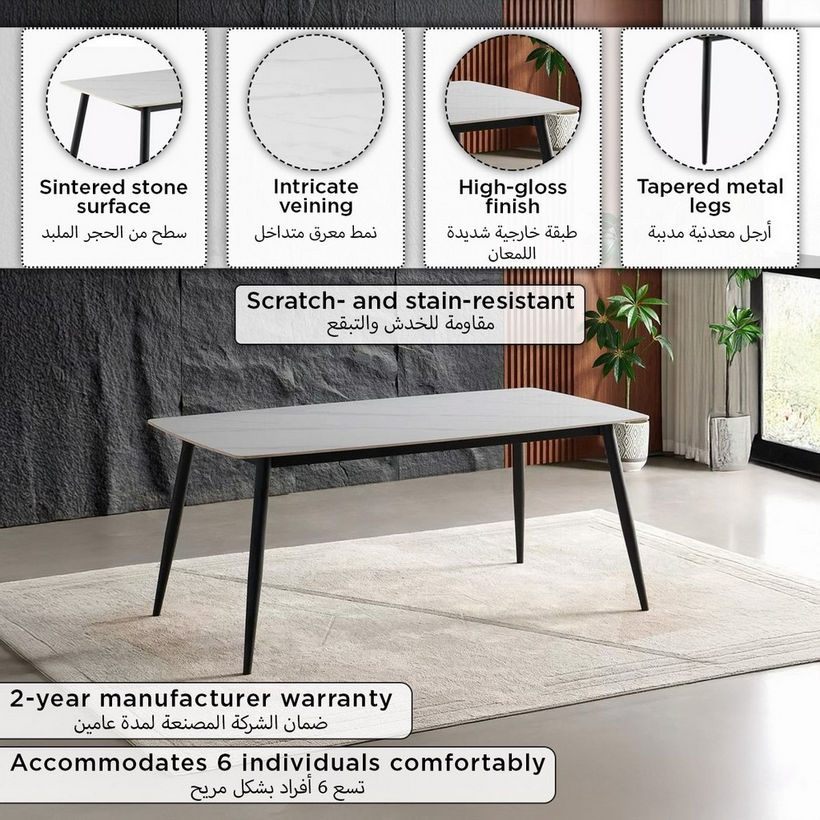 Roma 6-Seater Extra Large Sintered Stone Dining Table - Image 9
