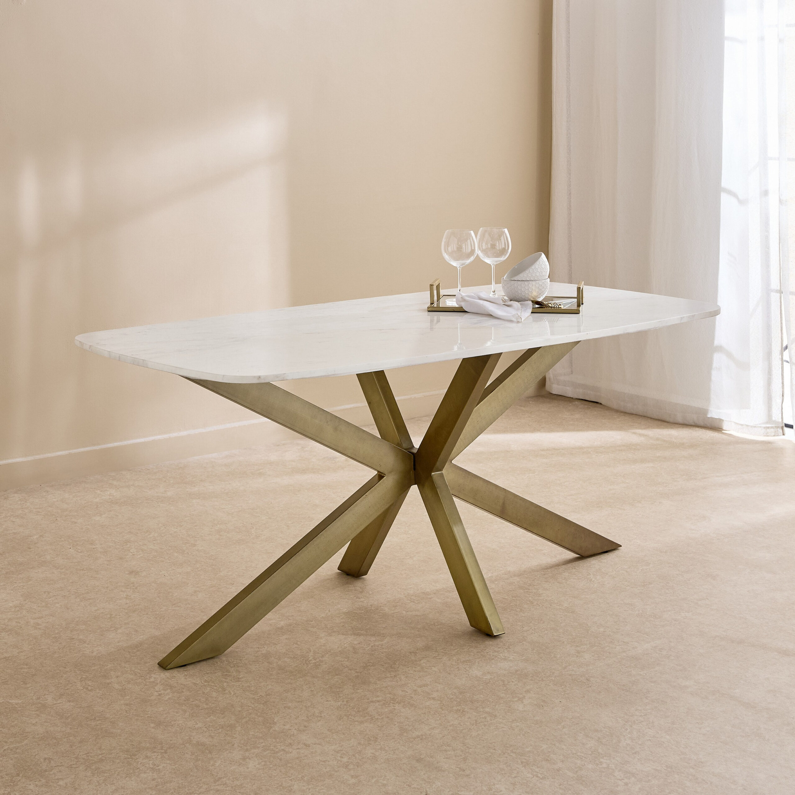 Cavon Portola 6-Seater Genuine Marble Top Dining Table