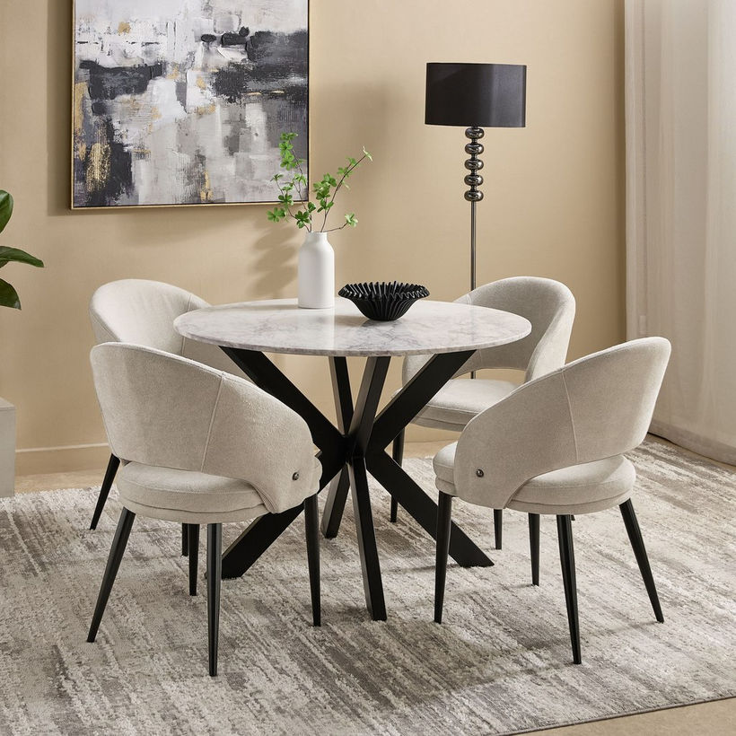 Cavon Portola 4-Seater Genuine Marble Top Round Dining Table - Image 7