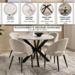 Cavon Portola 4-Seater Genuine Marble Top Round Dining Table
