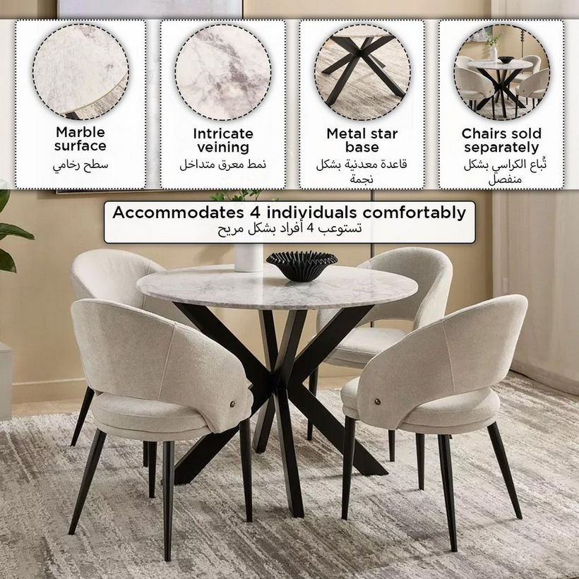 Cavon Portola 4-Seater Genuine Marble Top Round Dining Table - Image 11