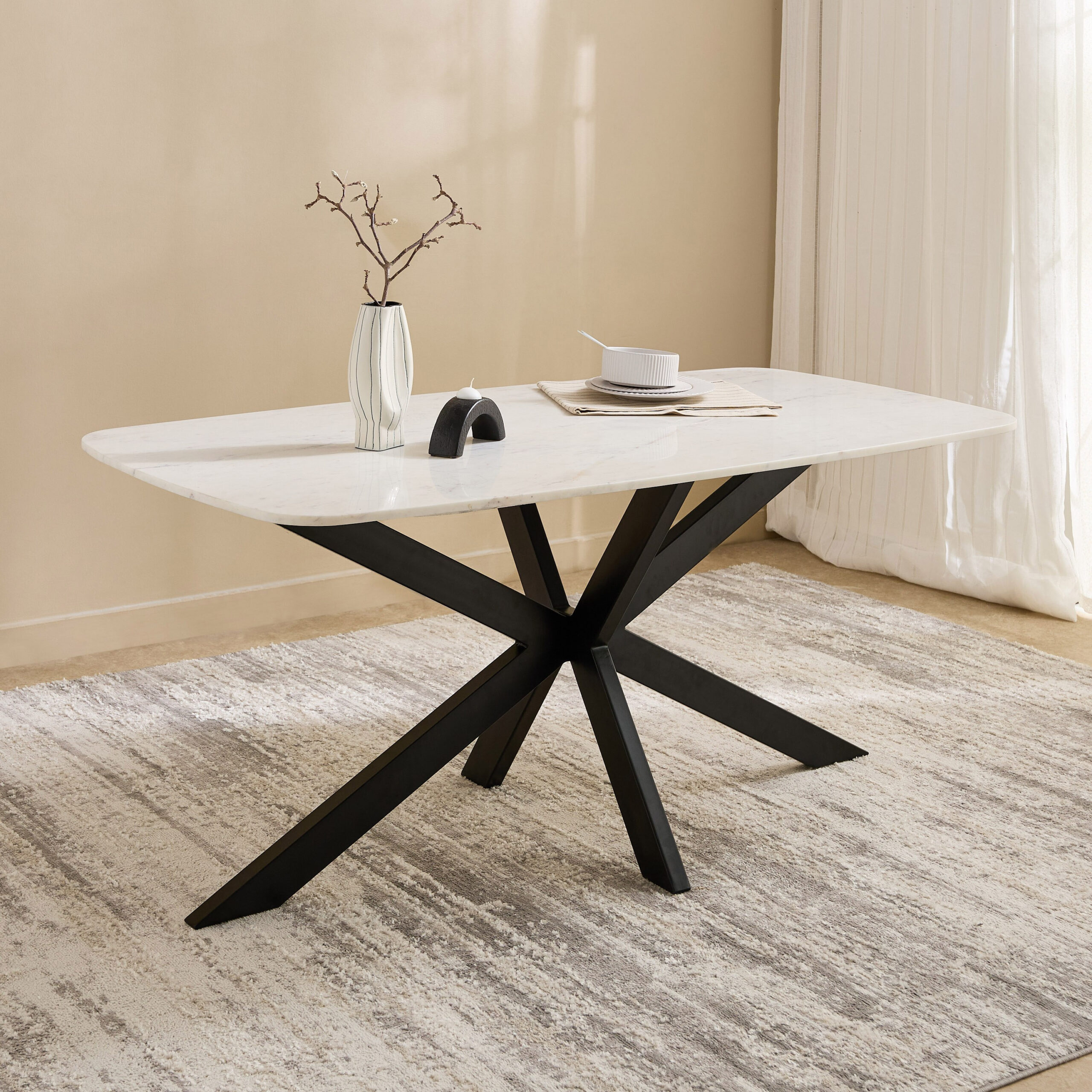 Cavon Portola Genuine Marble Top 6-Seater Dining Table