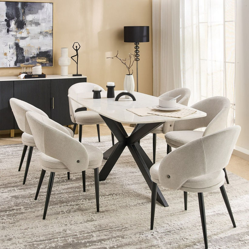 Cavon Portola Genuine Marble Top 6-Seater Dining Table - Image 8