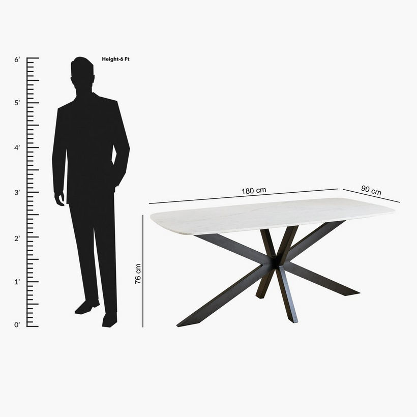 Cavon Portola Genuine Marble Top 6-Seater Dining Table - Image 10