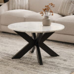 Cavon Portola Genuine Marble Top Round Coffee Table