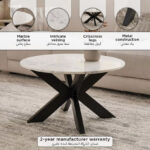 Cavon Portola Genuine Marble Top Round Coffee Table