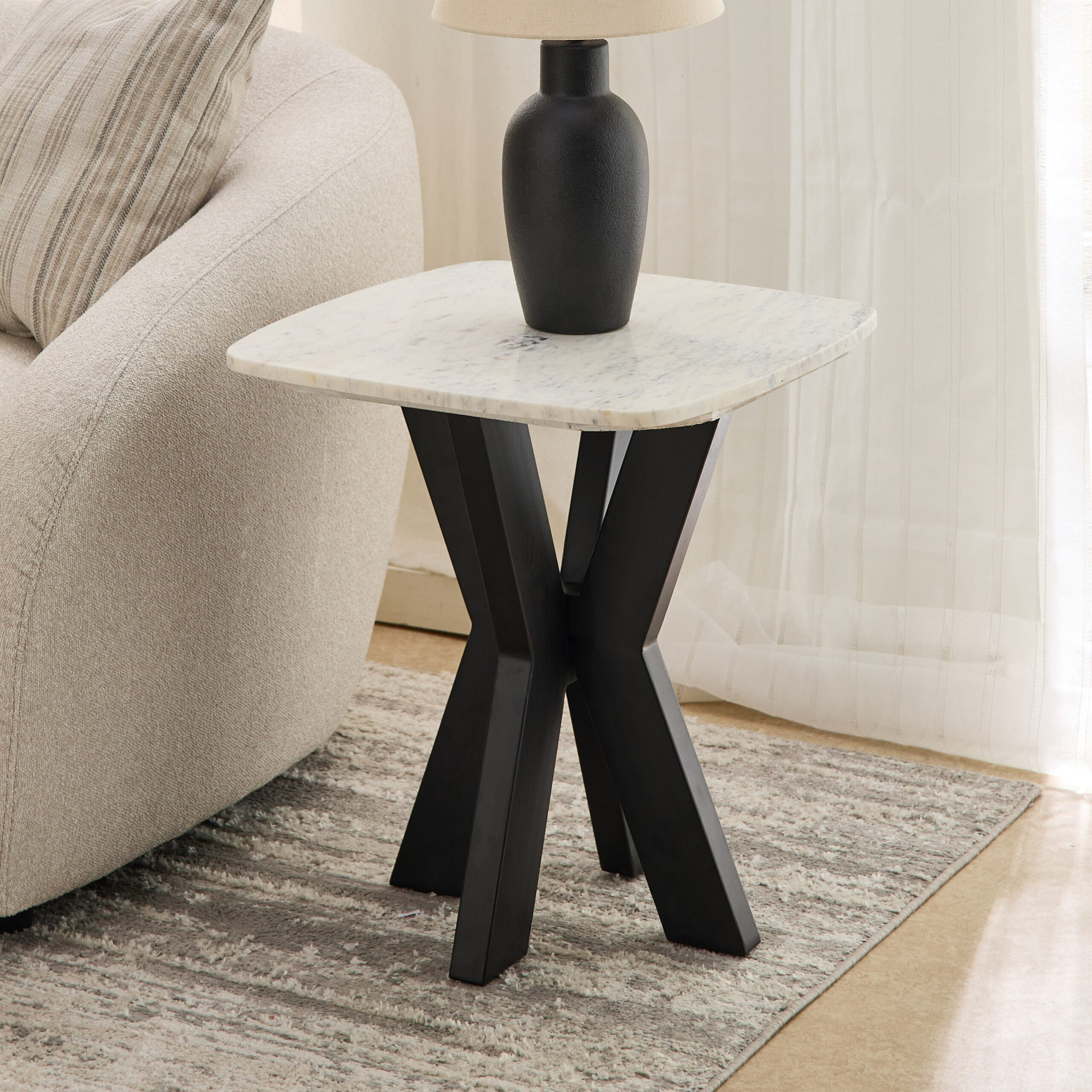 Cavon Portola Genuine Marble Top End Table