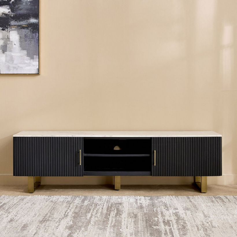 Cavon Fabio Portola 1.8-Meter Solid Wood TV Unit with Genuine Marble Top for TVs upto 75 inch - Image 4
