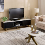 Cavon Fabio Portola 1.8-Meter Solid Wood TV Unit with Genuine Marble Top for TVs upto 75 inch