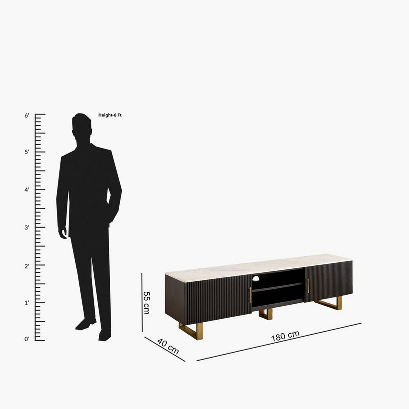 Cavon Fabio Portola 1.8-Meter Solid Wood TV Unit with Genuine Marble Top for TVs upto 75 inch - Image 13