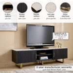 Cavon Fabio Portola 1.8-Meter Solid Wood TV Unit with Genuine Marble Top for TVs upto 75 inch
