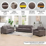 Movo Hotelya 3-Seater Fabric Sofa with Easy Clean Fabric