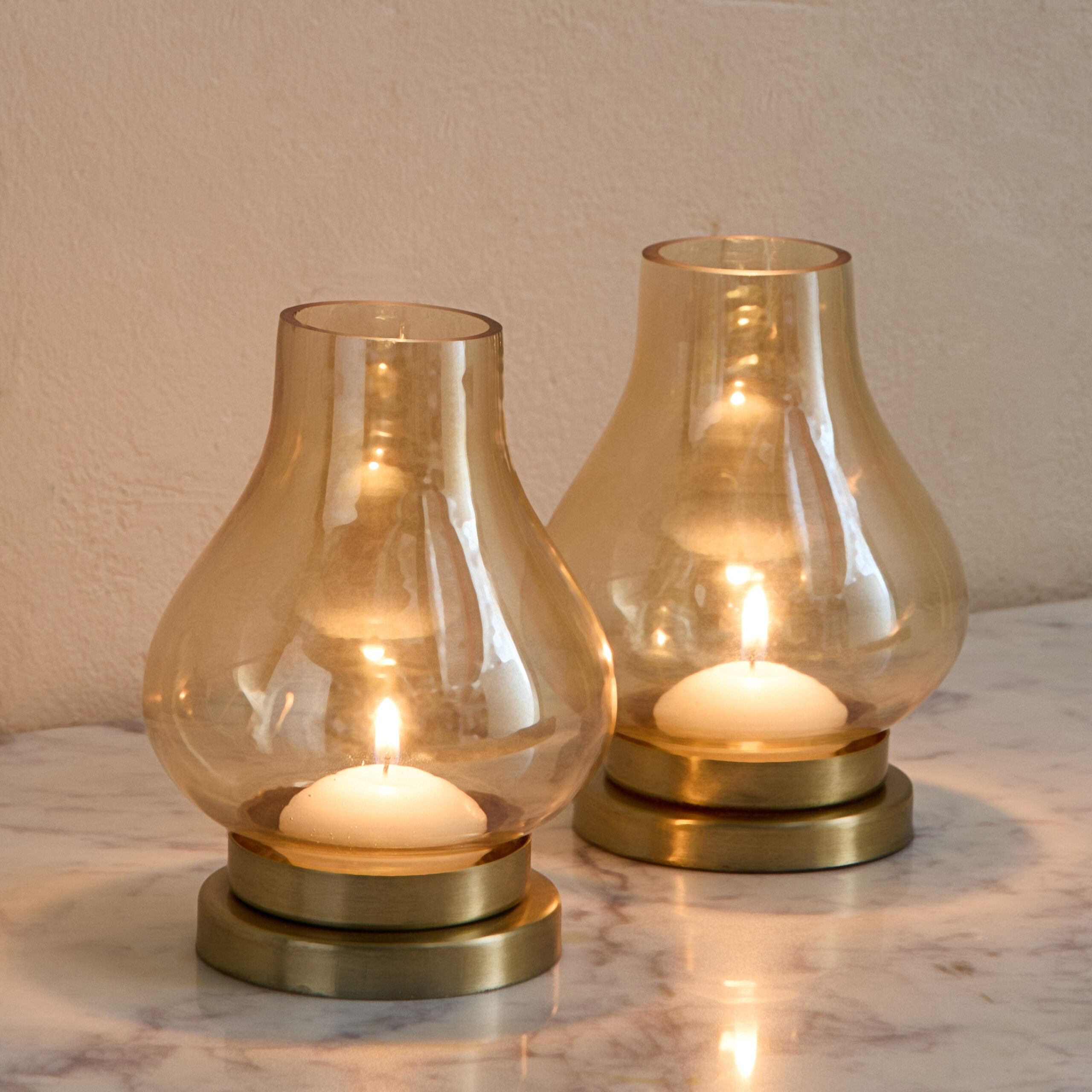 Kumudh Zen 2-Piece Decorative Tealight Holder Set with Base - 10x10x14 cm