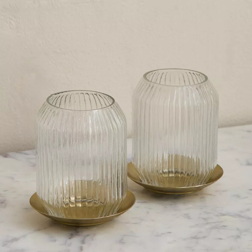 Kumudh Zen 2-Piece Decorative Tealight Candleholder Set with Base - 9x9x11 cm - Image 3