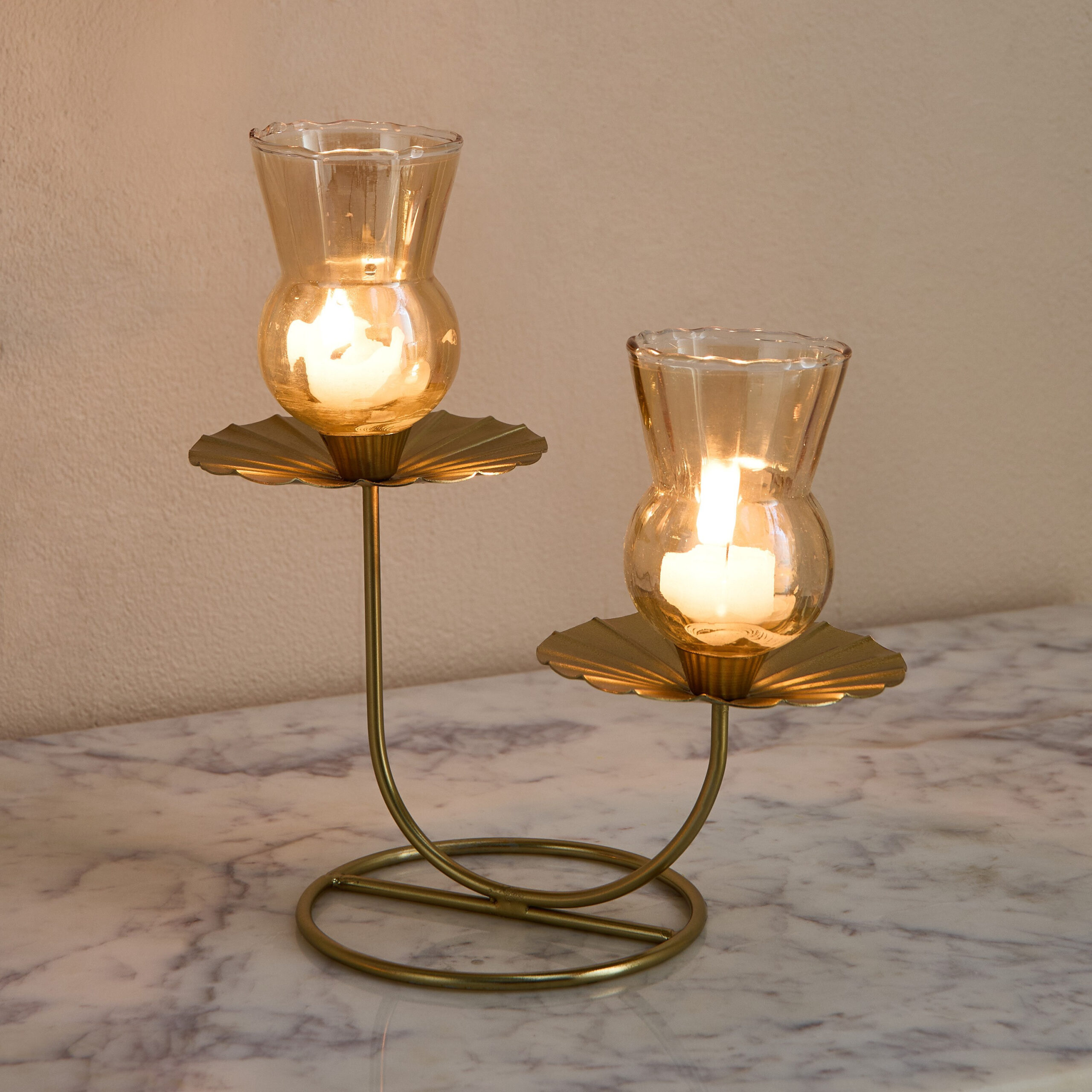 Kumudh Zen Decorative Multi Tealight Candleholder with Base - 21x12.5x23 cm