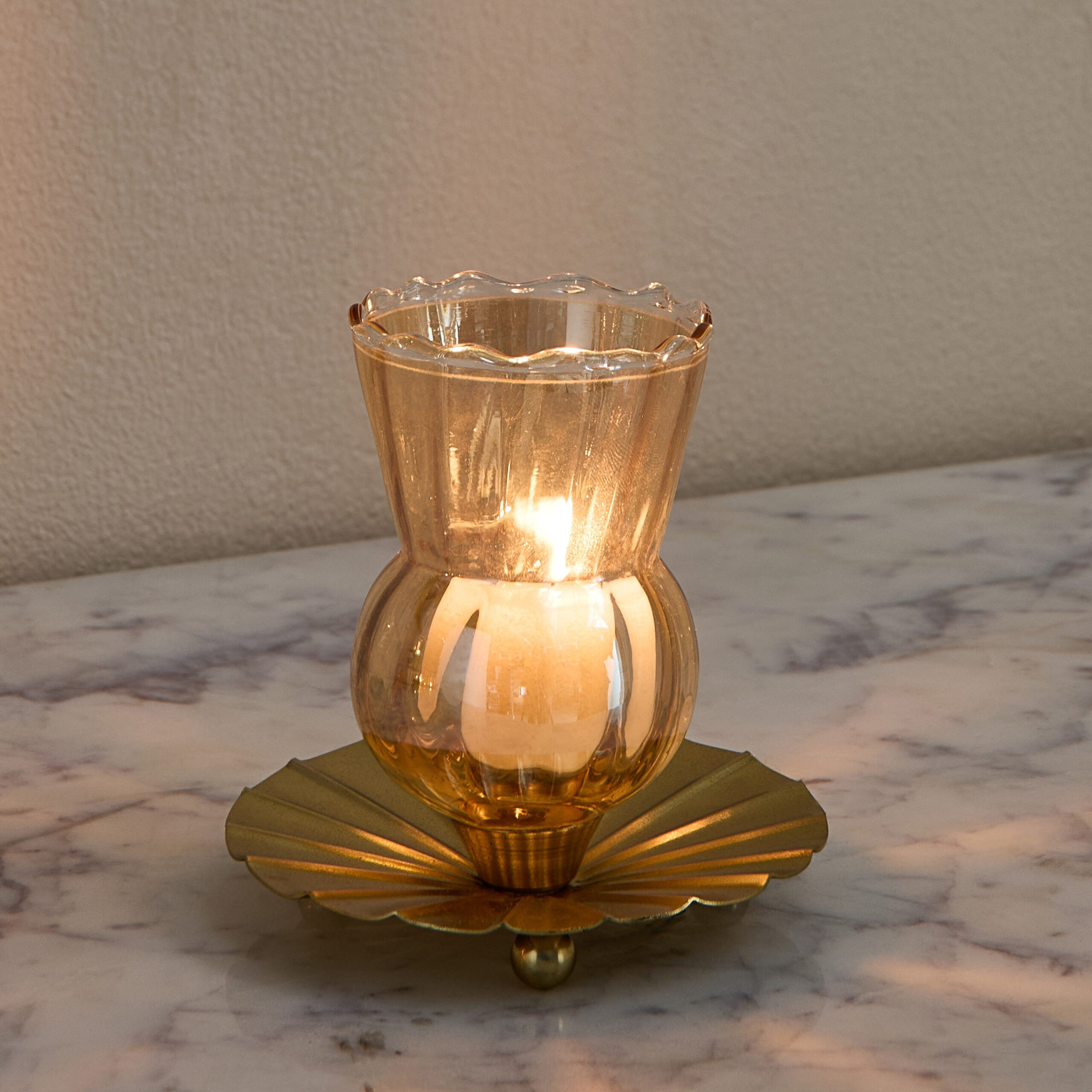Kumudh Zen Decorative Hurricane with Base - 10x10x13 cm