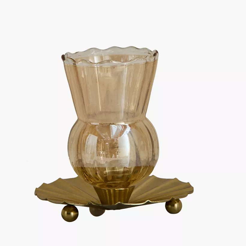 Kumudh Zen Decorative Hurricane with Base - 10x10x13 cm - Image 2