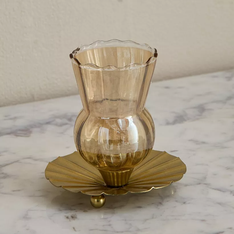 Kumudh Zen Decorative Hurricane with Base - 10x10x13 cm - Image 3