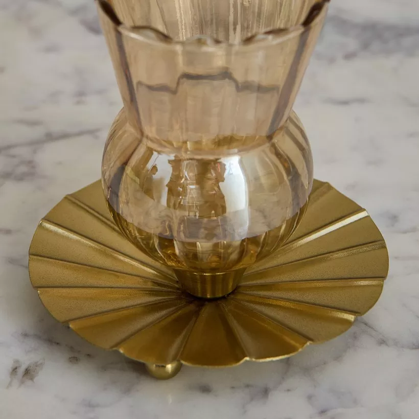 Kumudh Zen Decorative Hurricane with Base - 10x10x13 cm - Image 4