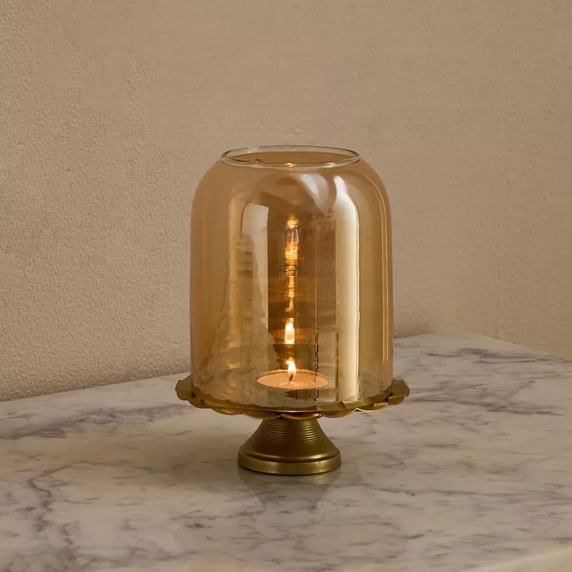 Kumudh Zen Decorative Glass Dome Tealight Candleholder with Base - 12.5x12.5x16 cm - Image 3