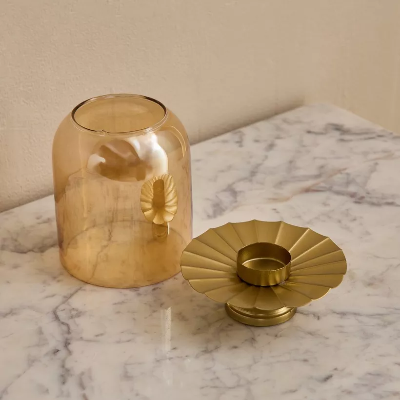 Kumudh Zen Decorative Glass Dome Tealight Candleholder with Base - 12.5x12.5x16 cm - Image 4