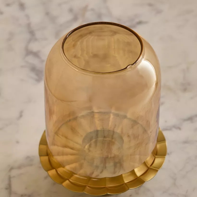 Kumudh Zen Decorative Glass Dome Tealight Candleholder with Base - 12.5x12.5x16 cm - Image 5