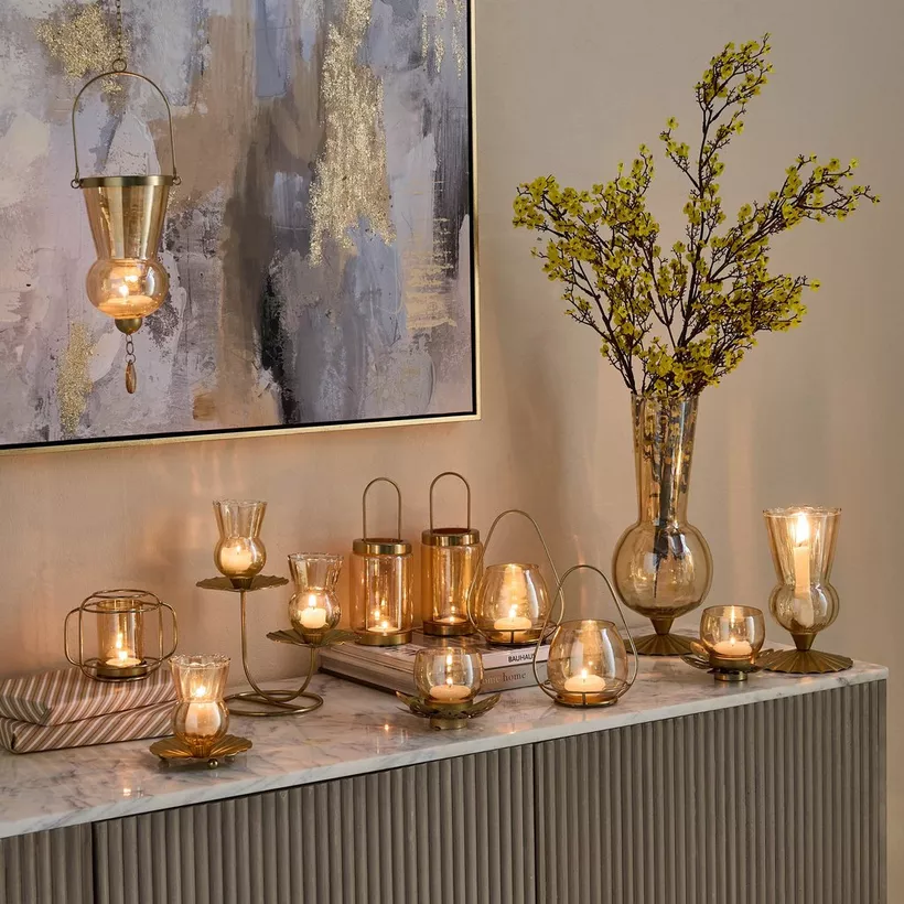 Kumudh Zen Decorative Hanging Tealight Candleholder with Chain - 10x10x58 cm - Image 5