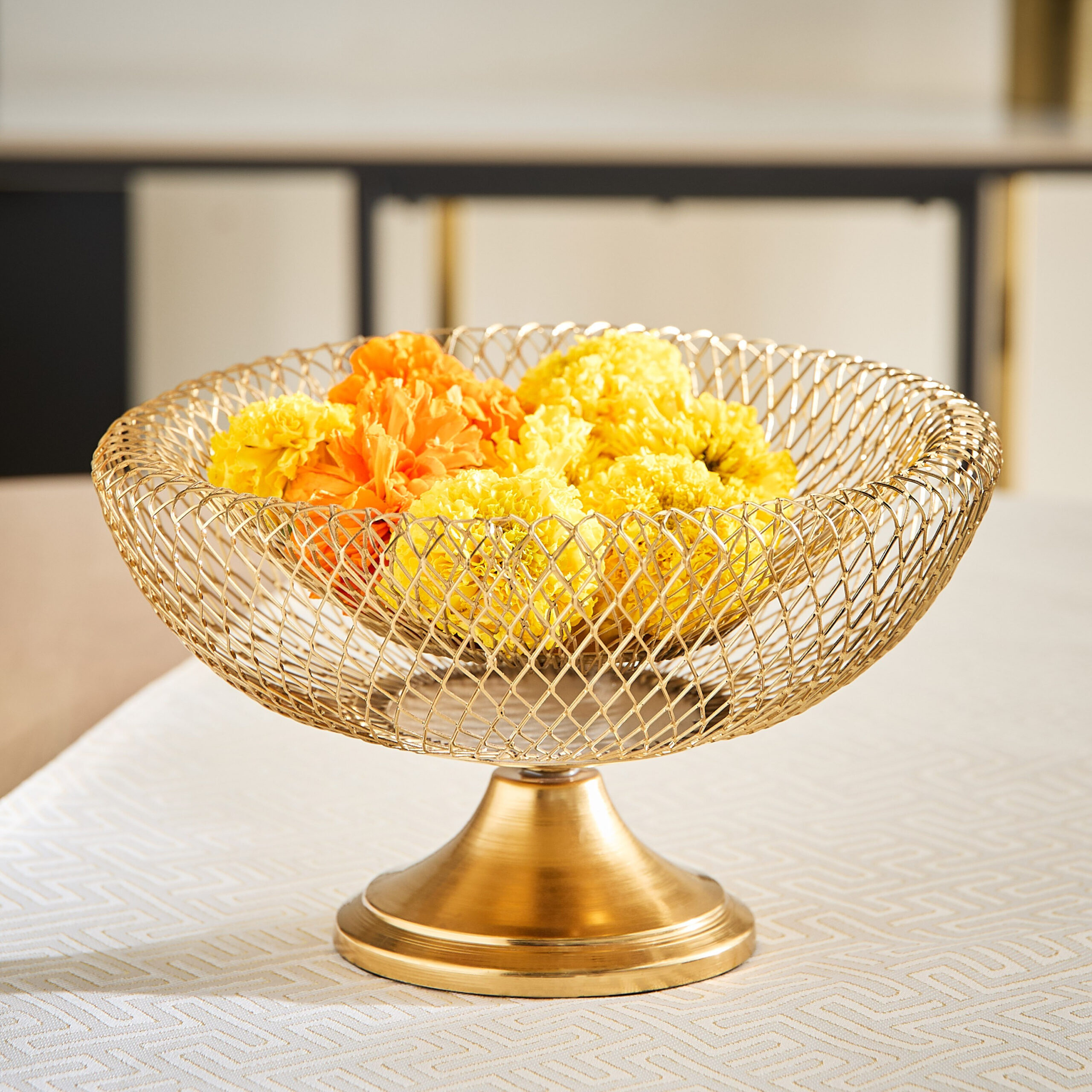 Kumudh Aurora Decorative Mesh Footed Bowl - 21x21x33 cm