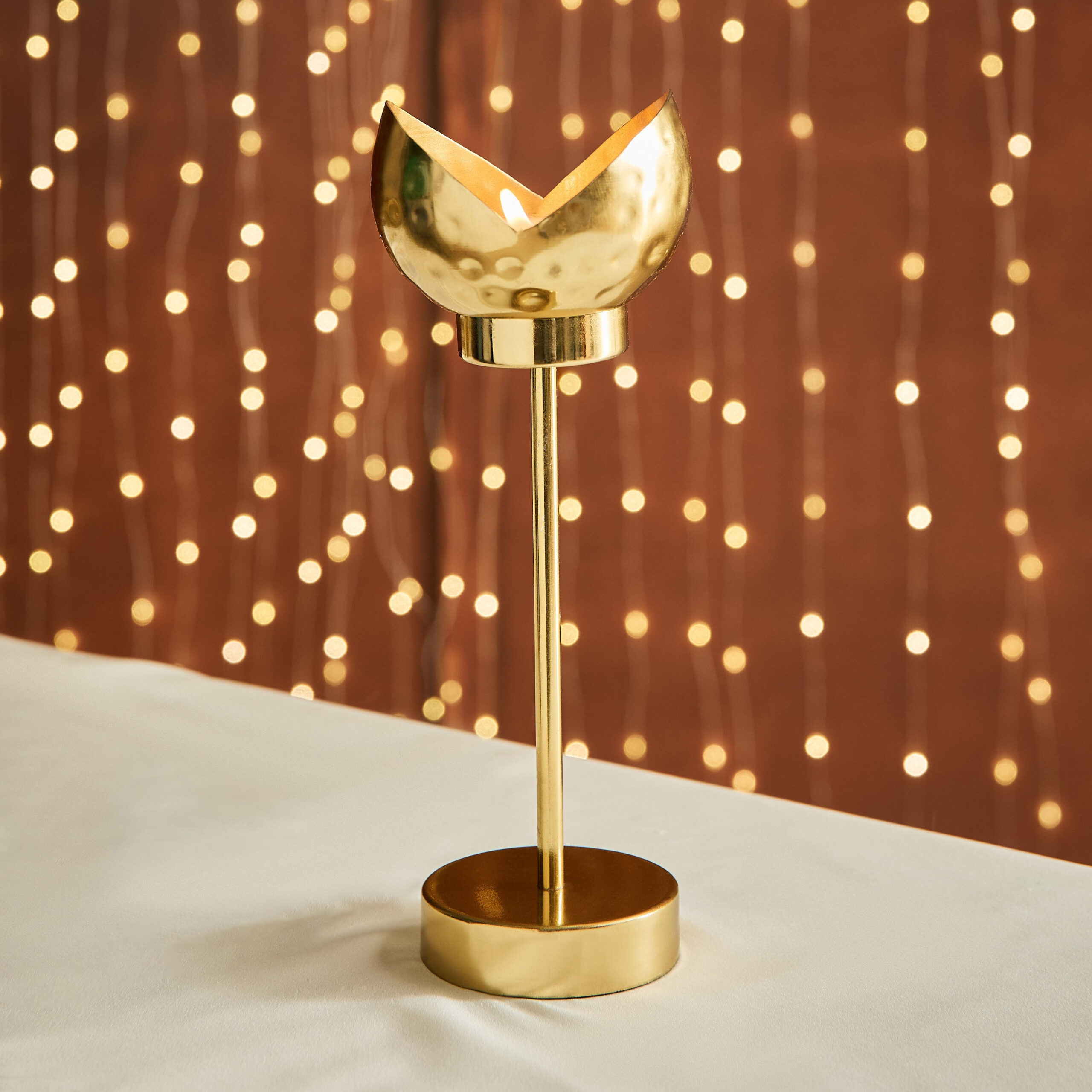 Kumudh Noore Decorative Hammered Candleholder - 10x9.5x27 cm