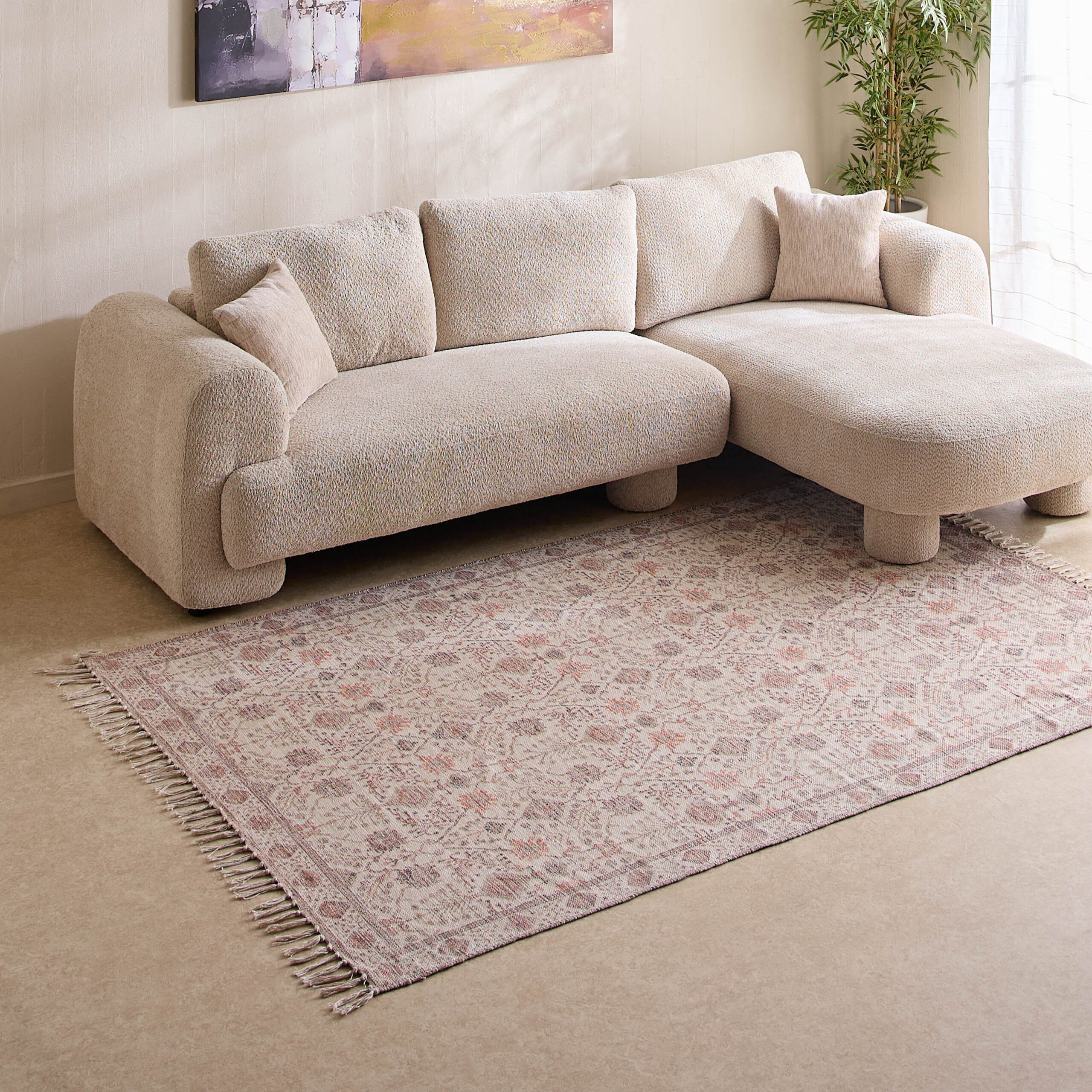 Glimmer Juana Handmade Printed Dhurrie - 160x230 cm