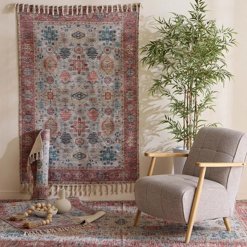 Glimmer Benza Handmade Printed Dhurrie - 60x90 cm - Image 2