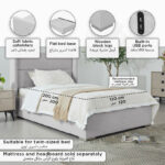 Orion Smart Upholstered Twin Bed Base - 120x200 cm