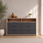 Orion 6-Drawer Chester with Open Shelf Dresser