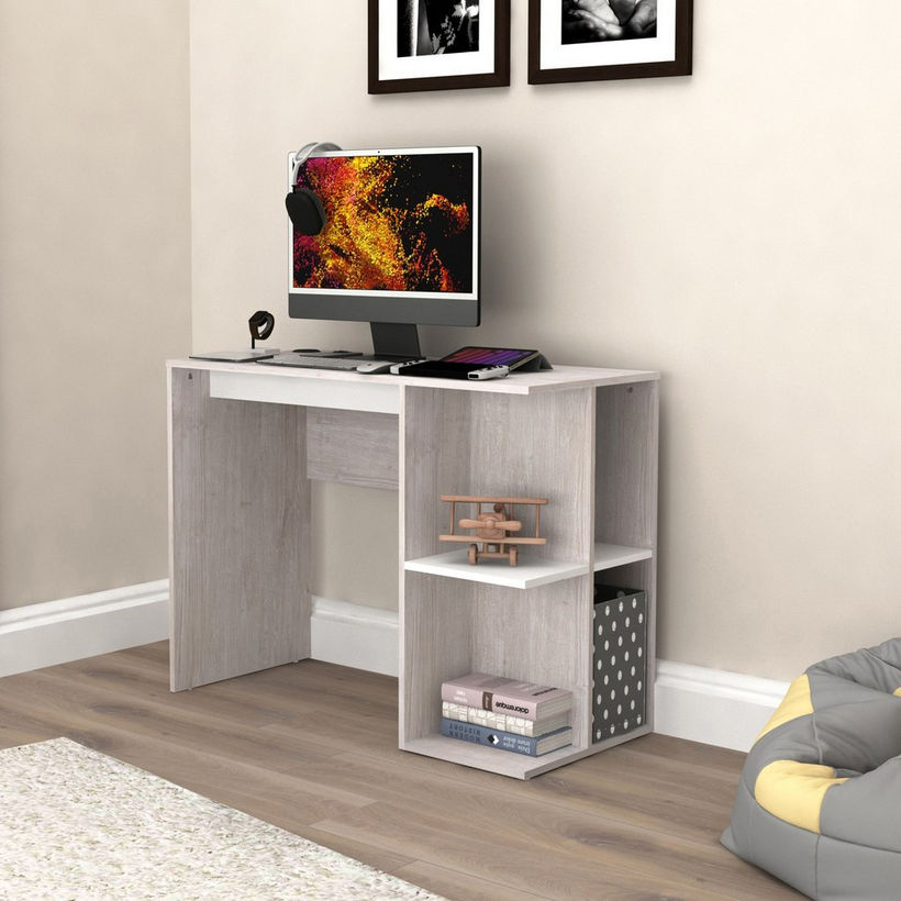 Movo Ivory Halmstad Study Desk with Open Bookcase - Image 3