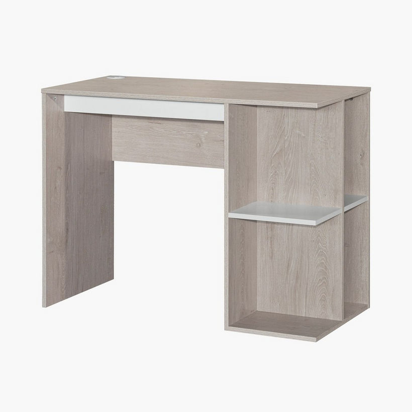 Movo Ivory Halmstad Study Desk with Open Bookcase - Image 8