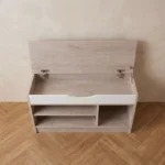 Movo Ivory Halmstad 5-Pair Shoe Bench with 1 Door