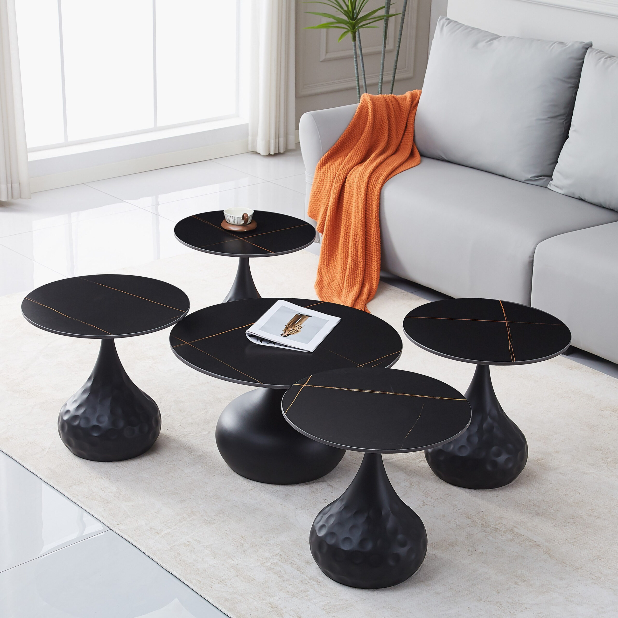 Orlando 5-Piece Sintered Stone Top Coffee Table Set