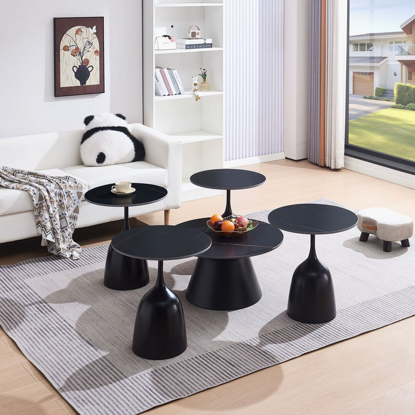 Omaha 5-Piece Sintered Stone Top Coffee Table Set - Image 3