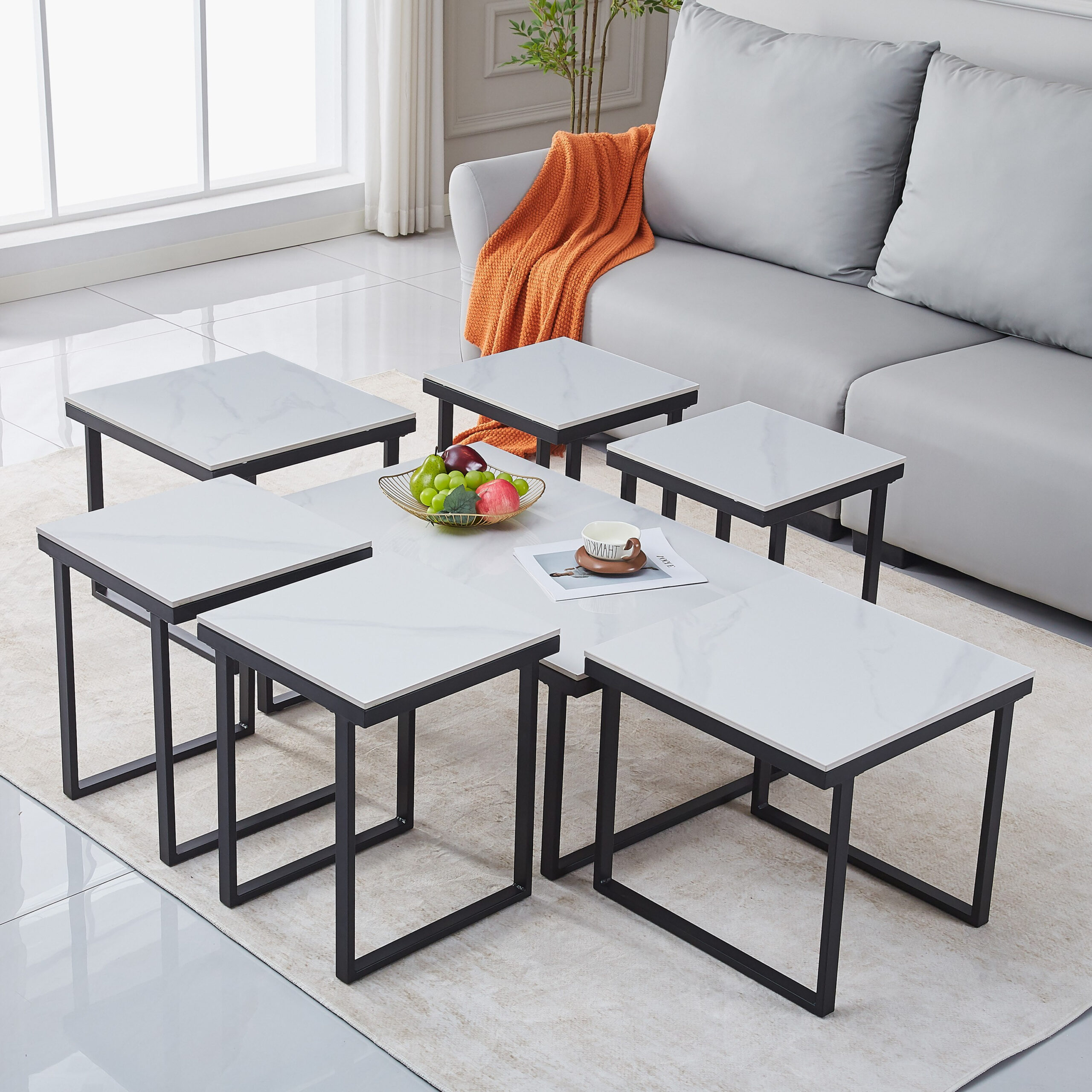Franklin 7-Piece Sintered Stone Top Coffee Table Set