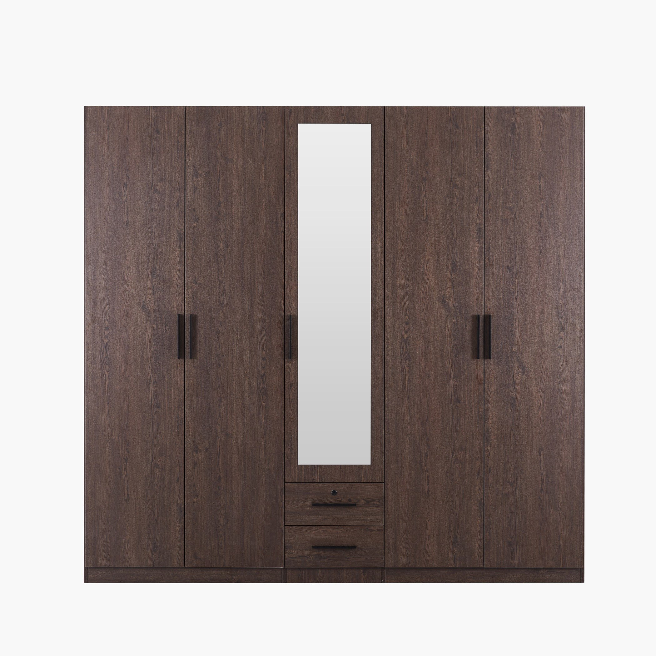Movo Hotelya 5 Door Wardrobe with 2 Drawers Locks and Mirrors